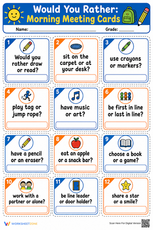 Morning Meeting Cards: Would You Rather Essential Grade K-4