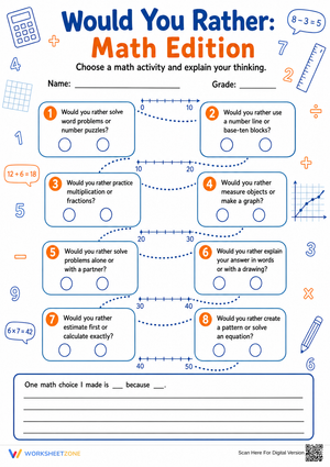 Math Would You Rather Worksheet | Grade 4 Printable