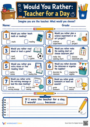 Teacher for a Day Worksheet | Grade 4 Essential