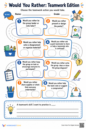 Teamwork Would You Rather Worksheet | Essential Grade 5