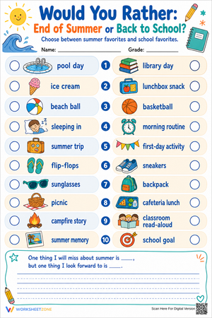 Back to School Would You Rather | Printable Grade 3-5
