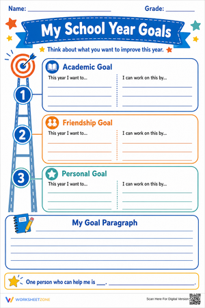 My School Year Goals Worksheet | Essential Grade 4-6