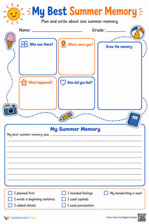 My Best Summer Memory Narrative Writing | Grade 3 Essential