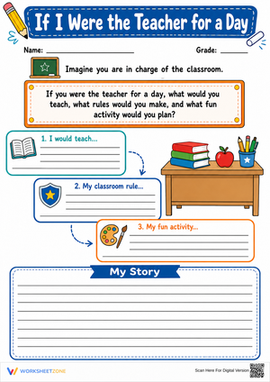 "If I Were the Teacher" Writing Worksheet | Grade 4 Aligned