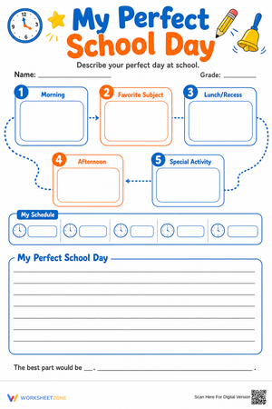 "My Perfect School Day" Writing Worksheet | Grade 3 Ready