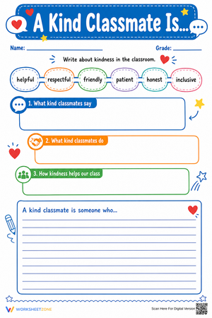 Grade 3-5 Kindness Writing — Printable No-Prep Worksheet
