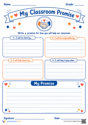 My Classroom Promise Worksheet | Essential Grade 3 Writing