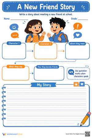 A New Friend Story Worksheet | Grade 3 Essential