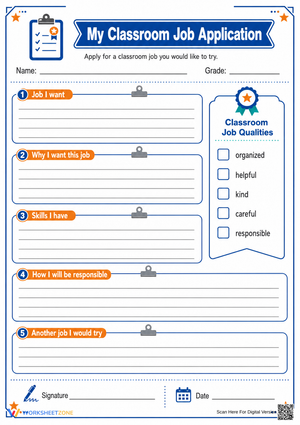Essential Classroom Job Application | Grade 4 Writing