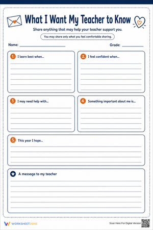 Grade 3-8 Teacher Letter — Printable No-Prep Worksheet