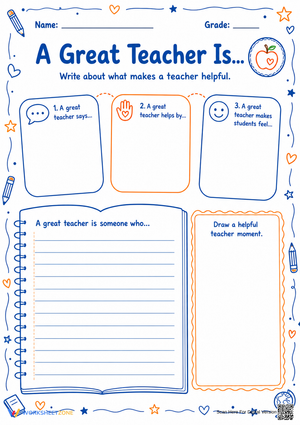 Grade 3 Teacher Appreciation — Printable Writing Prompt
