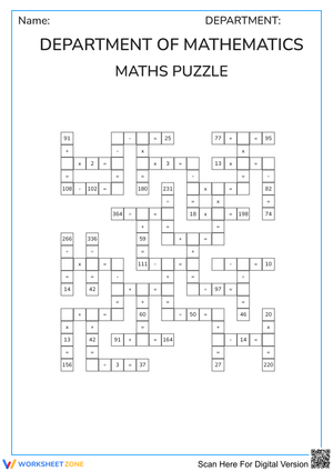 Printable Math Cross-Number Puzzle | Grade 3 Ready