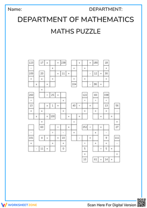 Printable Math Cross-Number Puzzle | Grade 3 Ready