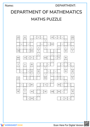 Printable Math Cross-Number Puzzle | Grade 3 Ready