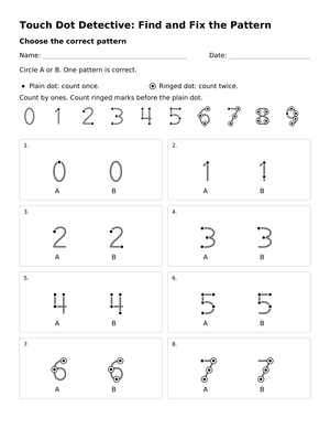 Touch Dot Detective Worksheet | Printable K Math