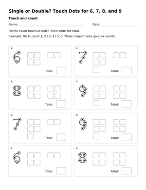 Touch Dots 6-9 Math Worksheet | Grade K Printable