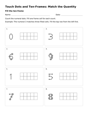 Ten-Frame Counting Worksheet | Grade K Math Printable