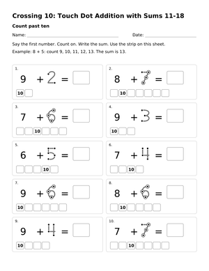 Printable Touch Dot Addition Worksheet | Grade 1 Math