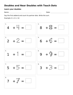 Doubles and Near Doubles Worksheet | Grade 1 Ready