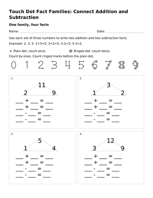 Fact Families Worksheet | Grade 1 Math Printable