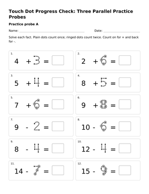 Grade 1 Touch Dot Math — Printable No-Prep Worksheet