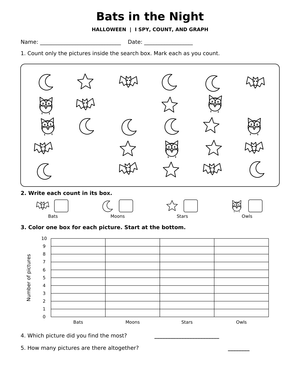 Grade 1 Graphing & Counting — Printable No-Prep Worksheet