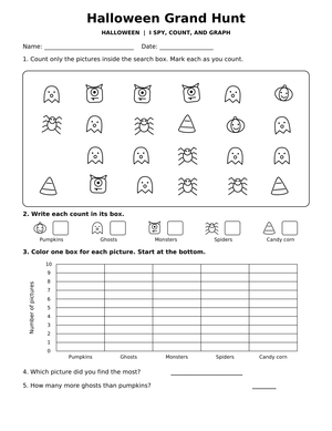 Grade 1 Halloween Graphing — Printable Worksheet