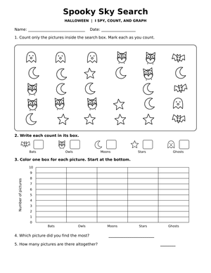 Grade 1 Halloween Graphing — Printable No-Prep Worksheet