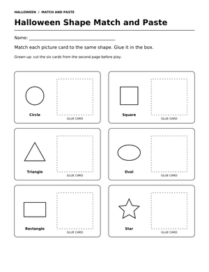 Halloween Shape Match & Paste | Printable K Math