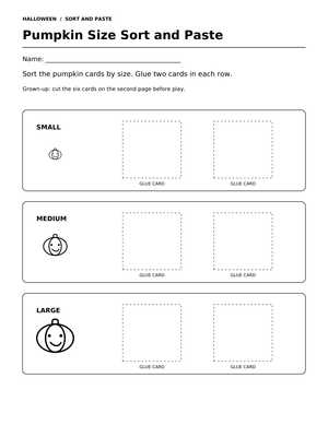 Pumpkin Size Sort Worksheet | Printable Grade K Math