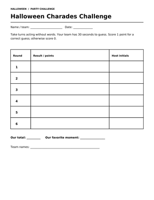 Grade 2 Halloween Charades — Printable No-Prep Worksheet