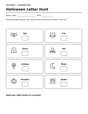 Printable Beginning Sounds Hunt Worksheet | Grade K
