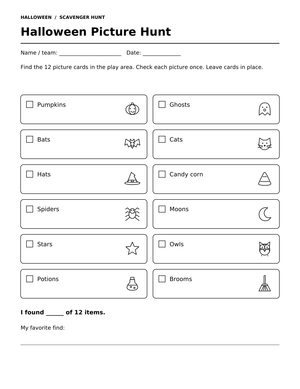 Halloween Picture Hunt Worksheet | Printable Counting