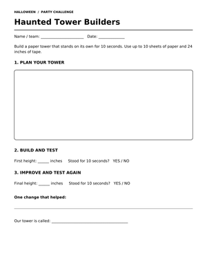 STEM Tower Challenge Worksheet | Grade 3 Printable