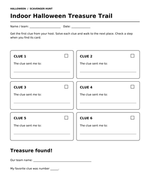 Indoor Halloween Treasure Trail | Printable Activity