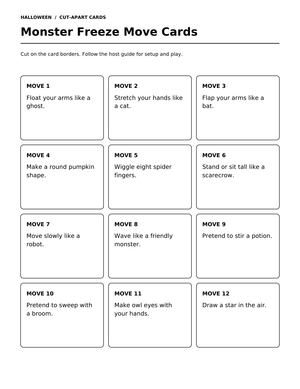 Monster Freeze Movement Cards | Printable Brain Break
