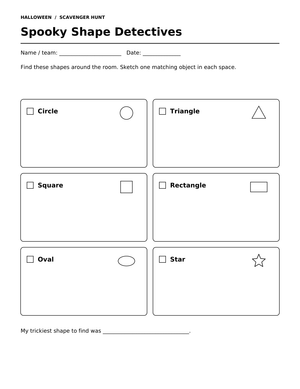 Spooky Shape Detectives — Printable K Math Worksheet