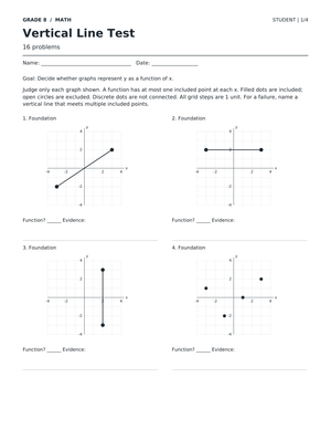 Vertical Line Test Printable | Grade 8 Math