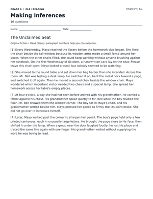 Making Inferences Worksheet | Grade 6 Reading Essential