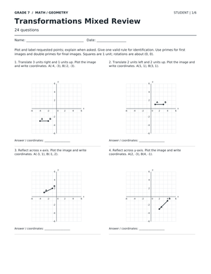 Transformations Practice Worksheet | Grade 7 Ready