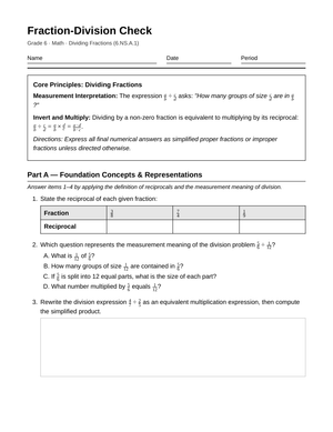 Complete Dividing Fractions Worksheet | Grade 6 Math