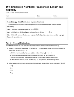 Essential Mixed Number Division Worksheet | Grade 6 Math