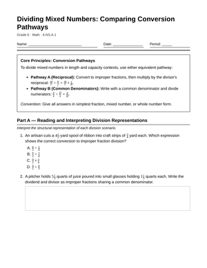 Complete Dividing Mixed Numbers Worksheet | Grade 6 Math