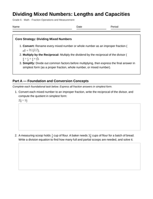 Complete Dividing Mixed Numbers Worksheet | Grade 6 Math