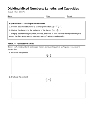 Complete Mixed-Number Division Worksheet | Grade 6 Math