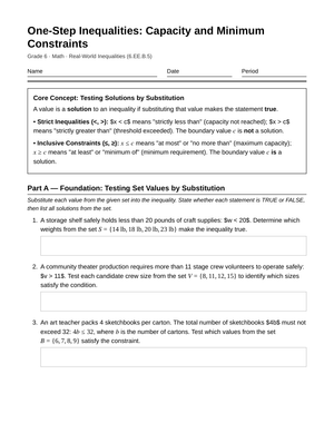 Ready Inequality Constraints Worksheet | Grade 6 Math