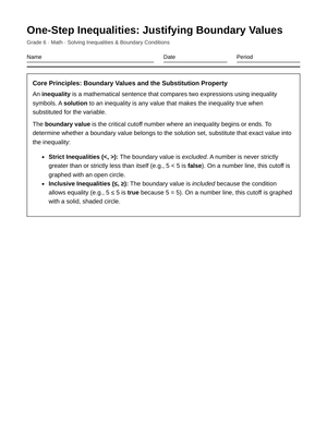 Essential Boundary Values Worksheet | Grade 6 Math