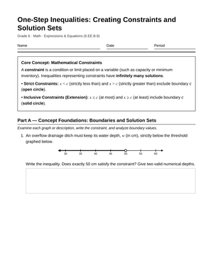 Essential Inequality Constraints Worksheet | Grade 6 Math