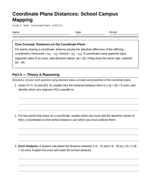Essential Coordinate Distance Worksheet | Grade 6 Math