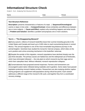 Essential Text Structure Worksheet | Grade 6 ELA